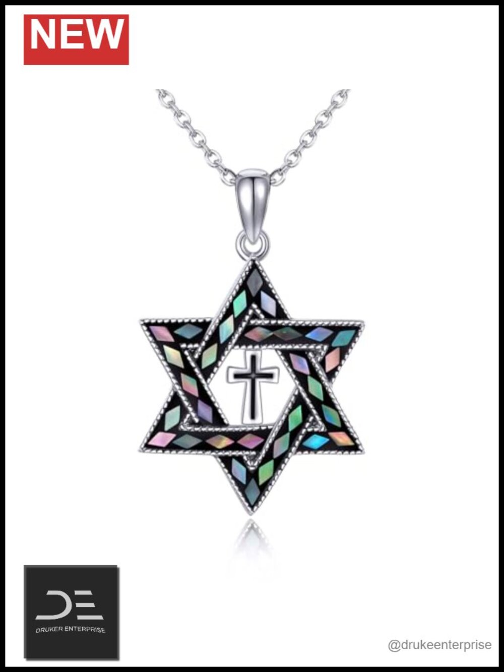 Sterling Silver Star of David Pendant Necklace Cross Jewelry Gift for Women
